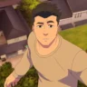 Mark Grayson aparece sem uniforme, visivelmente exausto e pensativo, sobrevoando uma área residencial, refletindo o desgaste físico e psicológico do protagonista em Invencível.